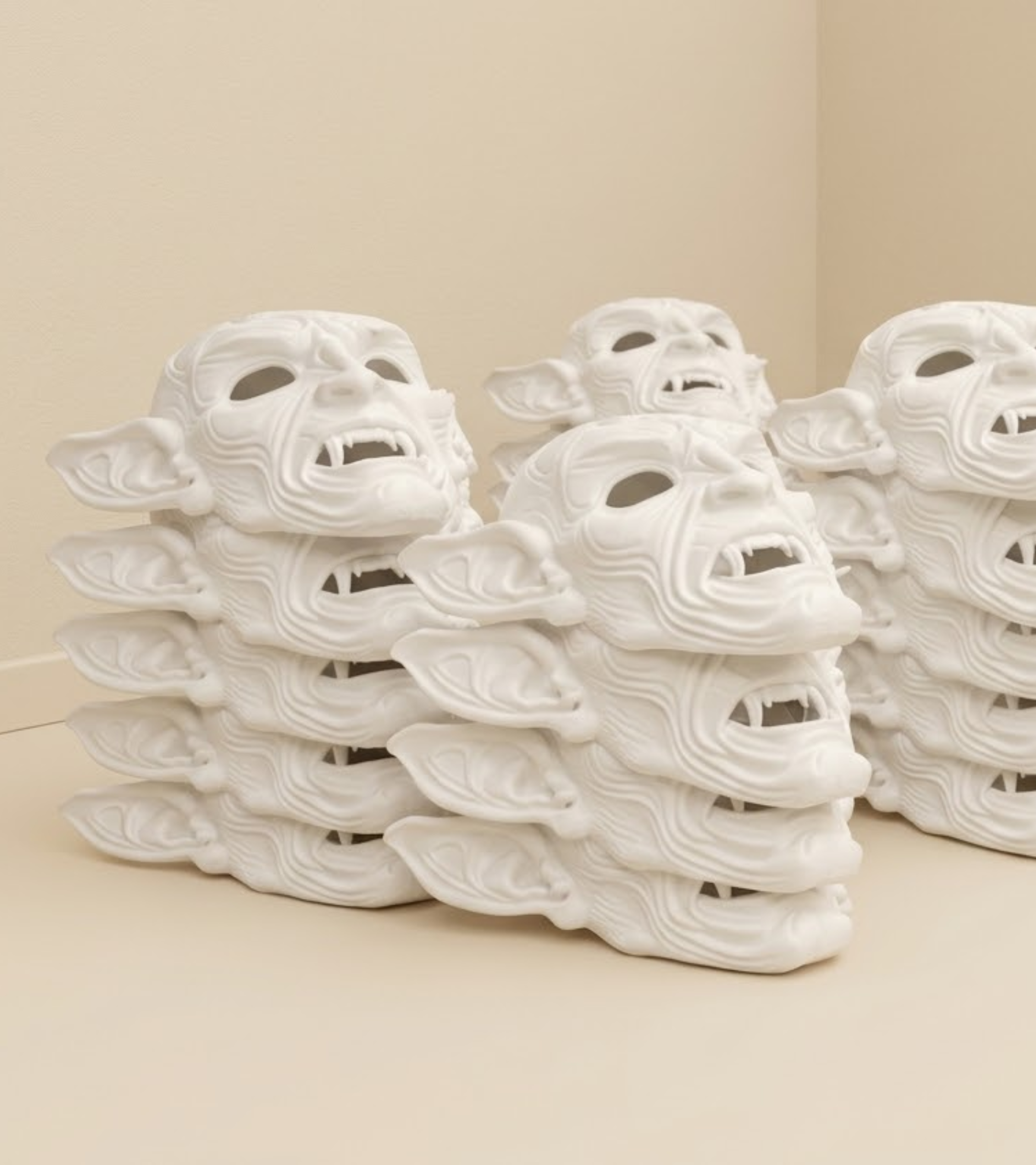 Masques de carnaval fabriqués en série en FDM, en PETG