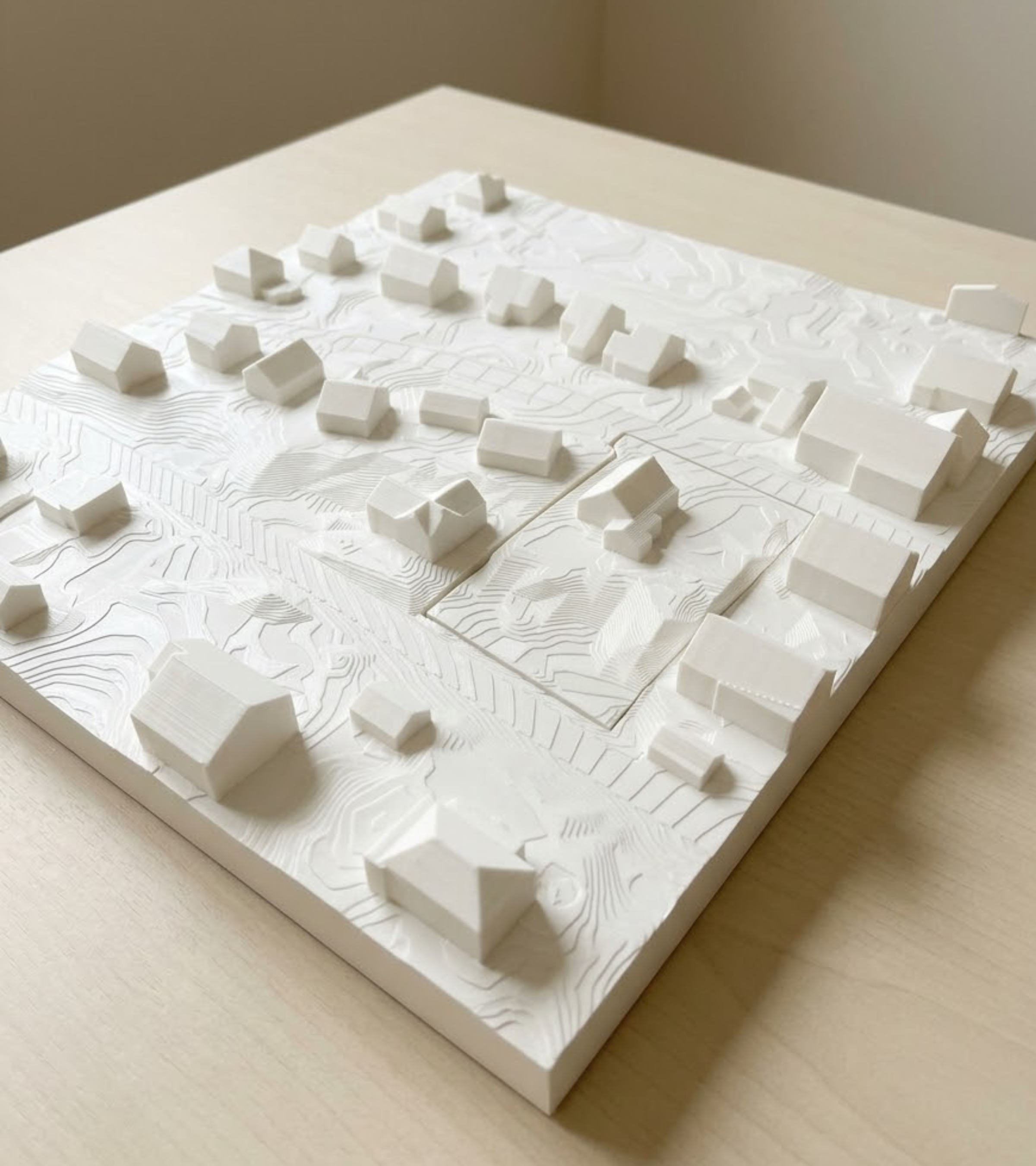 Maquette d'architecture FDM modulaire avec périmètre amovible en PLA